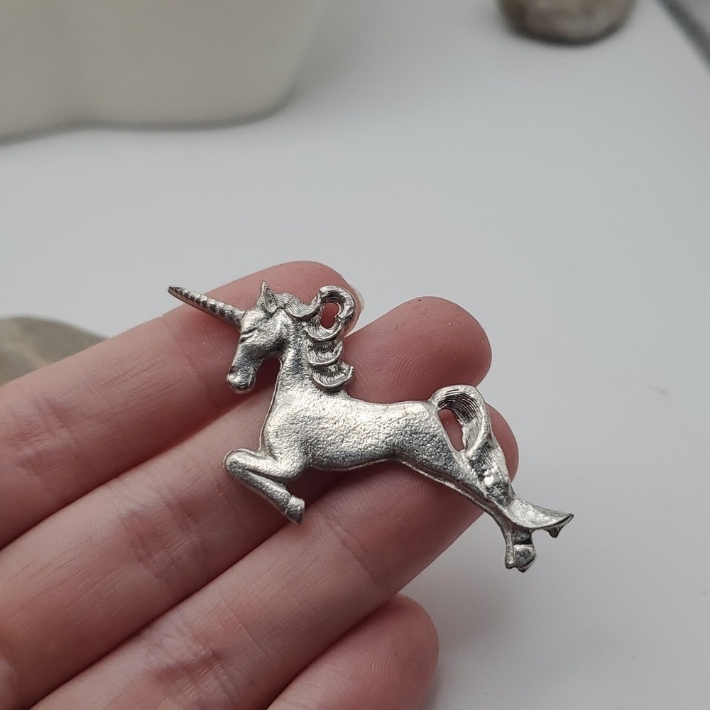 Sterling silver frolliking unicorn necklace pendant horse equestrian en…